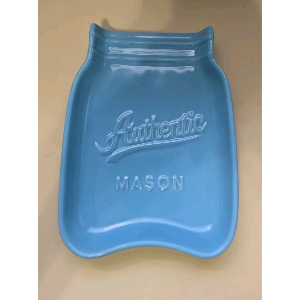 New Home Essentials Authentic Mason Ceramic Spoon Rest Aqua Blue
